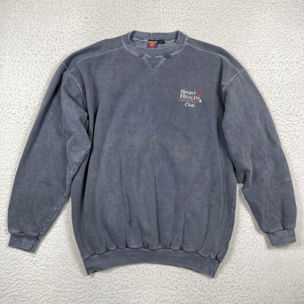 Flash Avanti Sweatshirt Mens XXL Blue Sport Health Clubs Garment Dyed Vintage